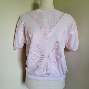 Separate Scene | 80s Vintage Pink Ribbon Puff Sleeve Top